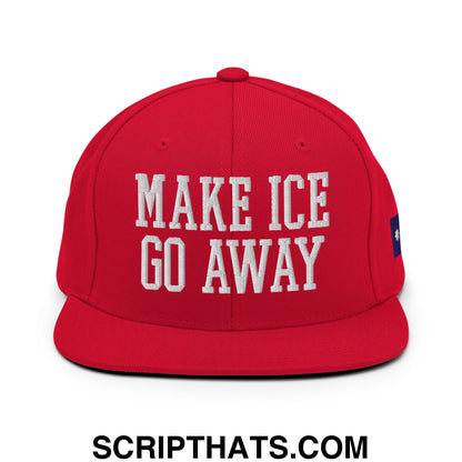 Make ICE Go Away Minnesota Flag Embroidered Flat Bill Brim Snapback Hat Red