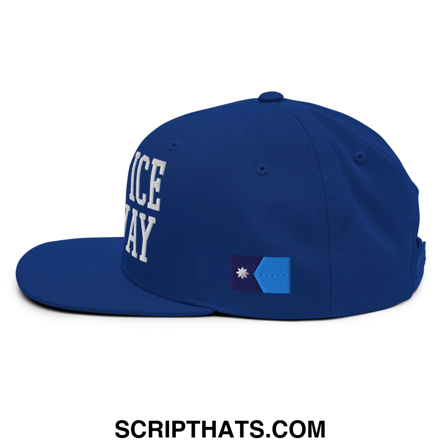 Make ICE Go Away Minnesota Flag Embroidered Flat Bill Brim Snapback Hat Royal Blue