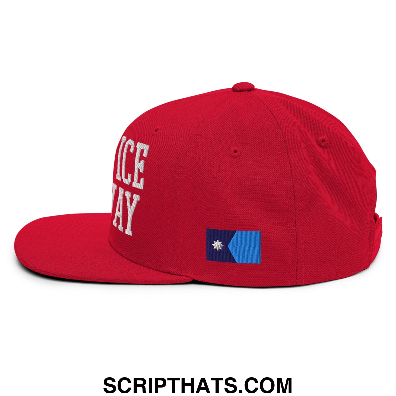 Make ICE Go Away Minnesota Flag Embroidered Flat Bill Brim Snapback Hat Red