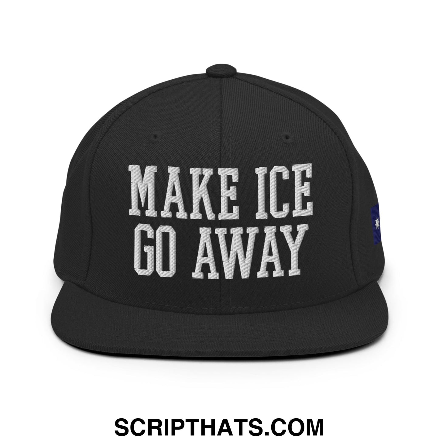 Make ICE Go Away Minnesota Flag Embroidered Flat Bill Brim Snapback Hat Black