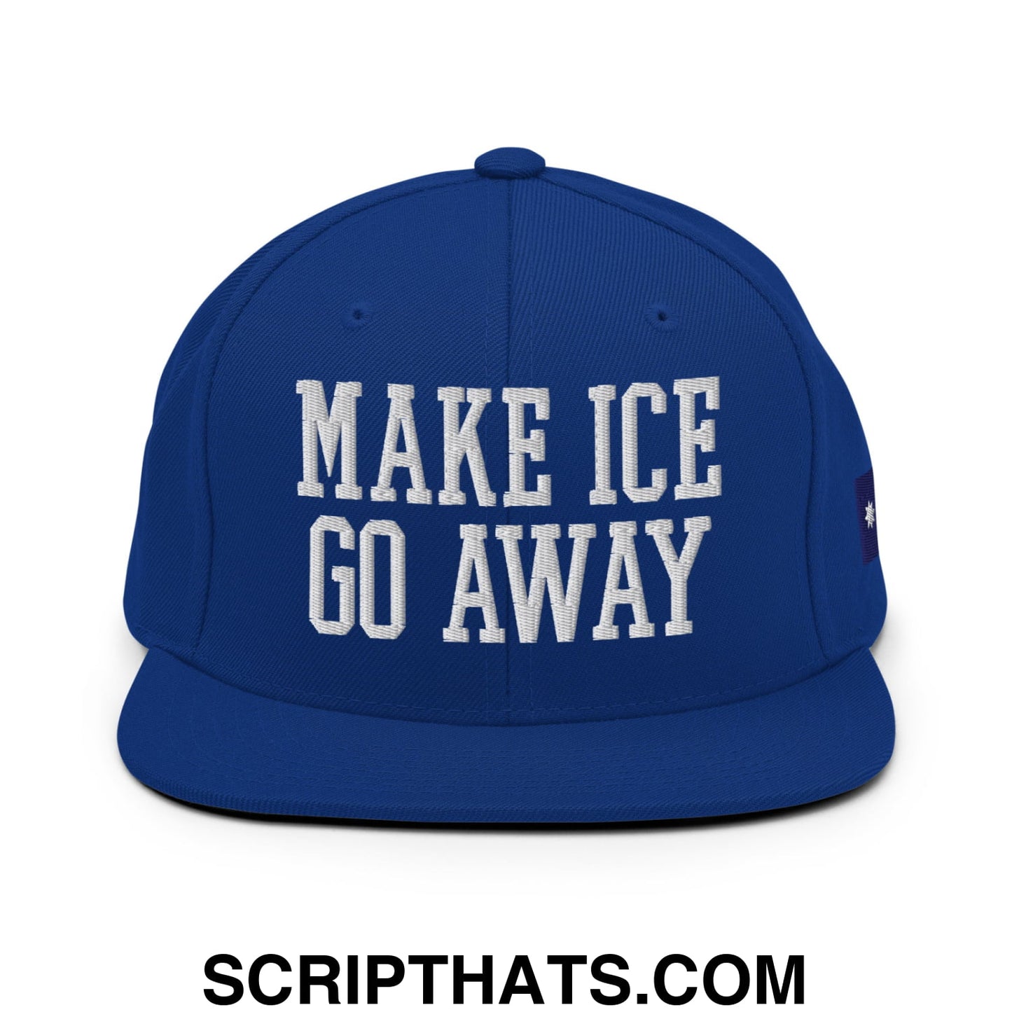 Make ICE Go Away Minnesota Flag Embroidered Flat Bill Brim Snapback Hat Royal Blue