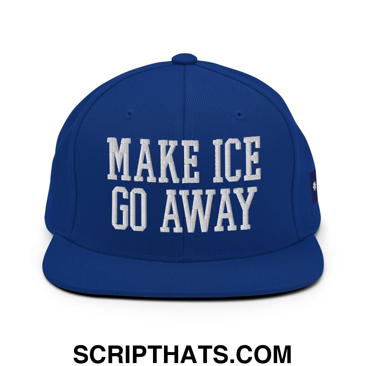 Make ICE Go Away Minnesota Flag Embroidered Flat Bill Brim Snapback Hat Royal Blue