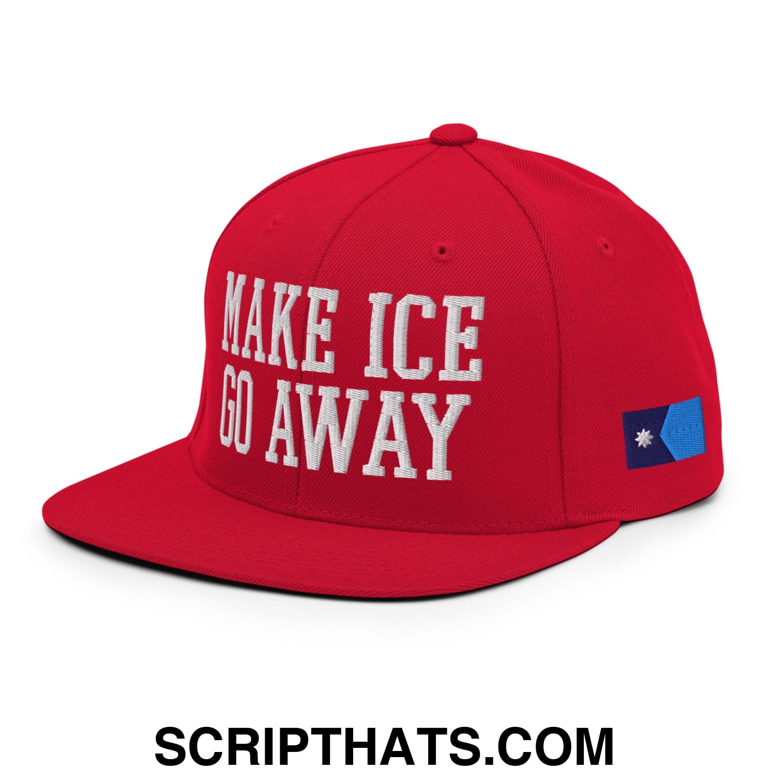 Make ICE Go Away Minnesota Flag Embroidered Flat Bill Brim Snapback Hat Red