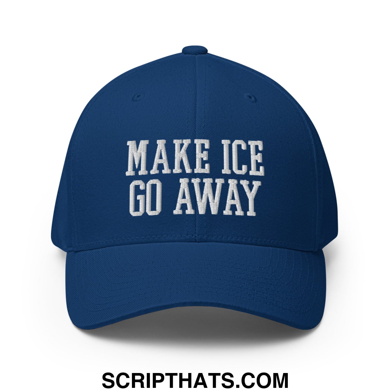 Make ICE Go Away Minnesota Flag Embroidered Stretch Fit Baseball Hat Royal Blue
