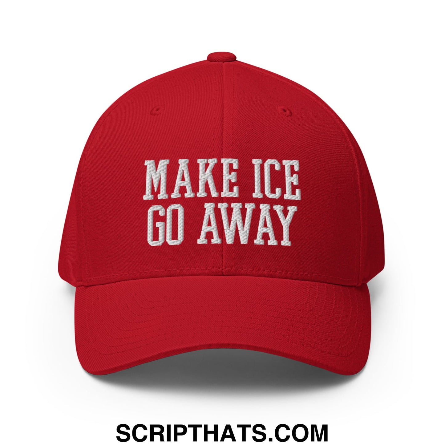 Make ICE Go Away Minnesota Flag Embroidered Stretch Fit Baseball Hat Red