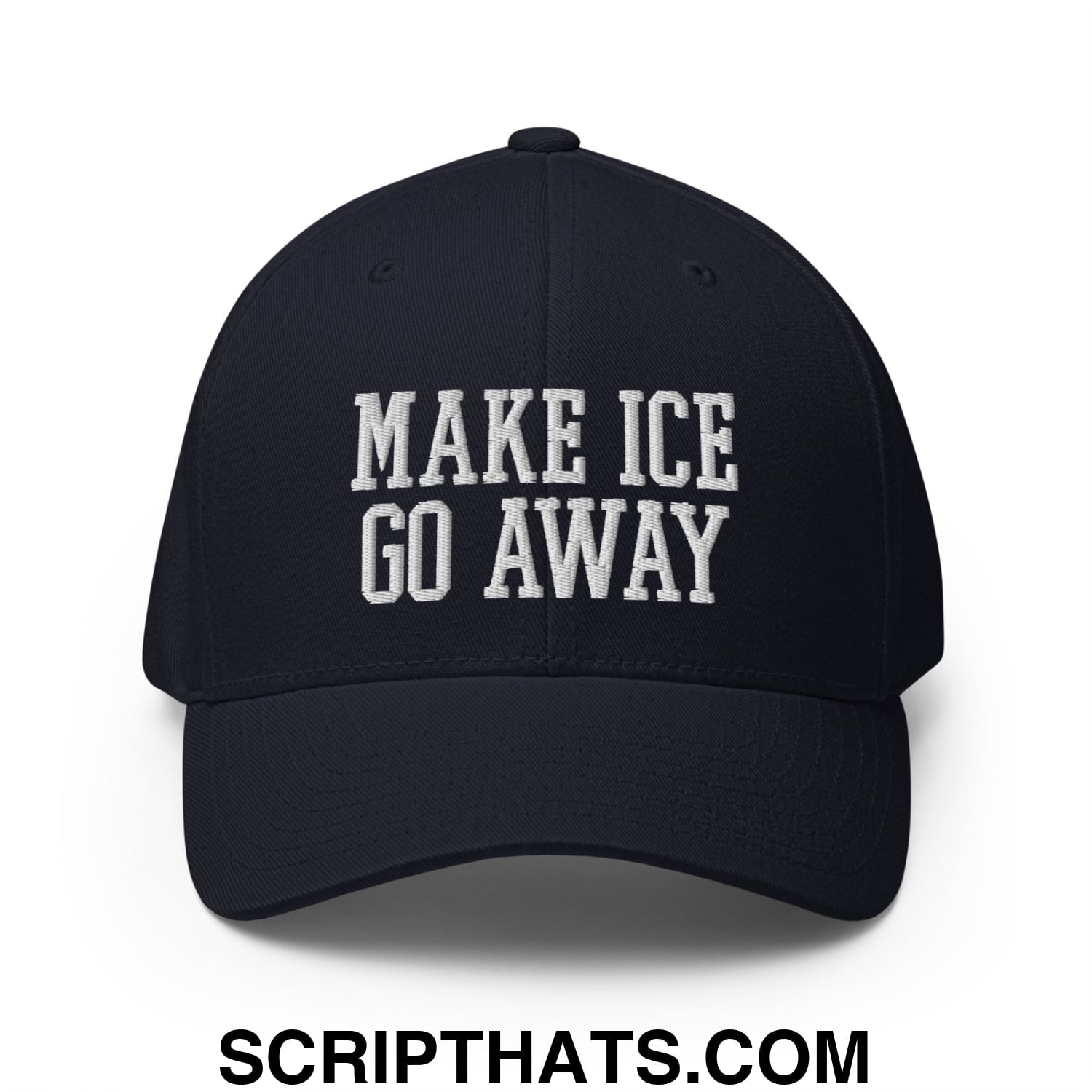 Make ICE Go Away Minnesota Flag Embroidered Stretch Fit Baseball Hat Dark Navy