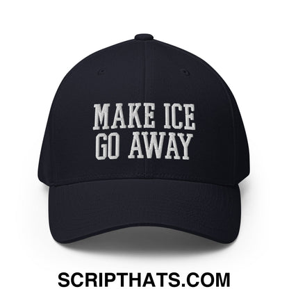 Make ICE Go Away Minnesota Flag Embroidered Stretch Fit Baseball Hat Dark Navy