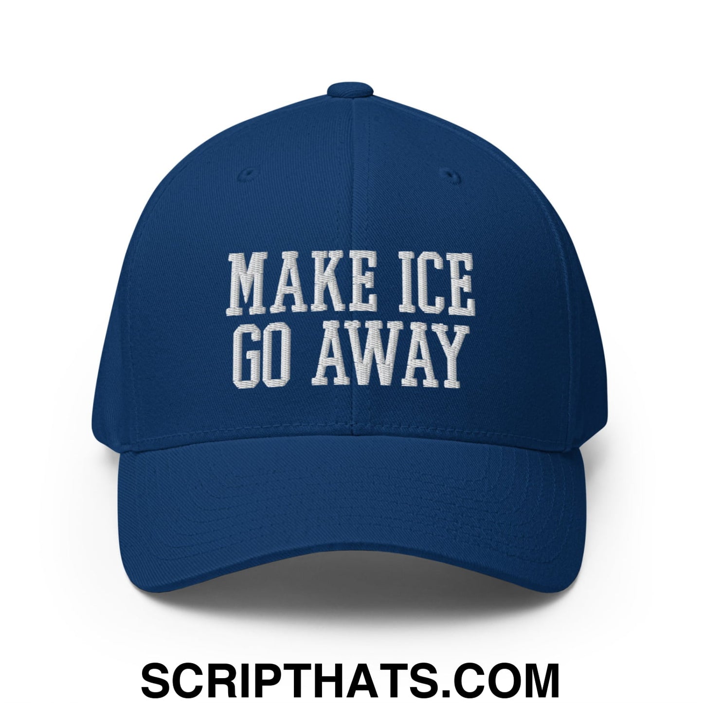 Make ICE Go Away Minnesota Flag Embroidered Stretch Fit Baseball Hat Royal Blue