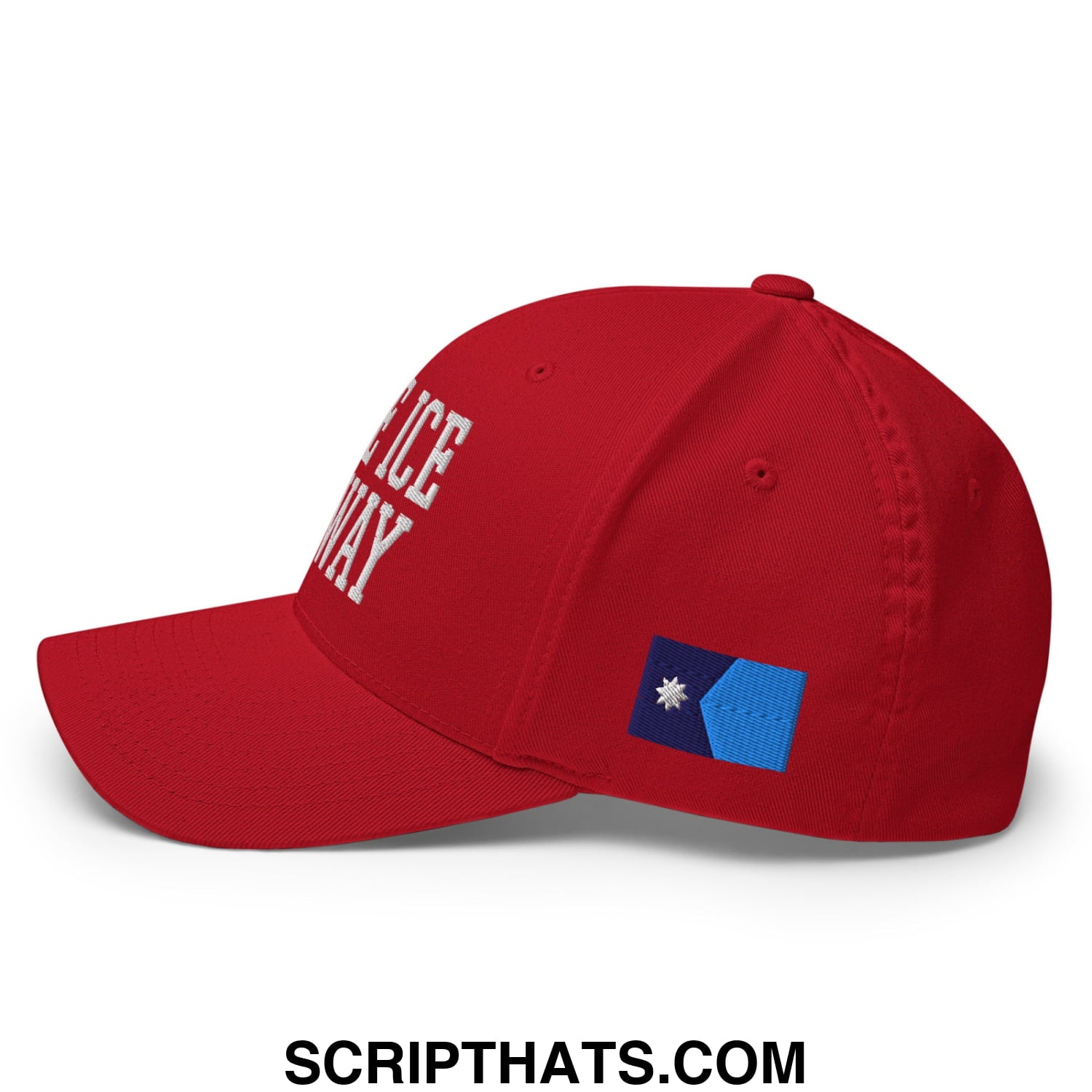 Make ICE Go Away Minnesota Flag Embroidered Stretch Fit Baseball Hat Red