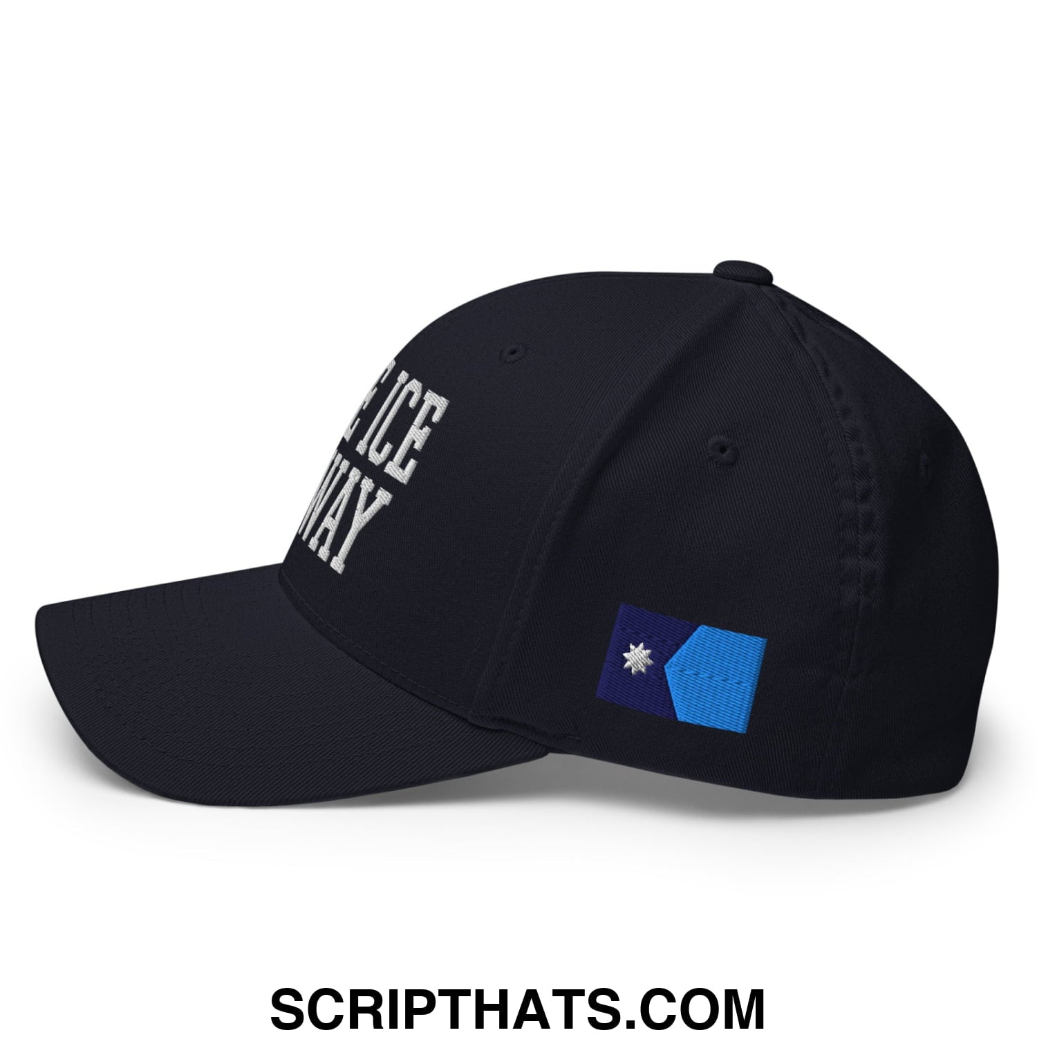 Make ICE Go Away Minnesota Flag Embroidered Stretch Fit Baseball Hat Dark Navy