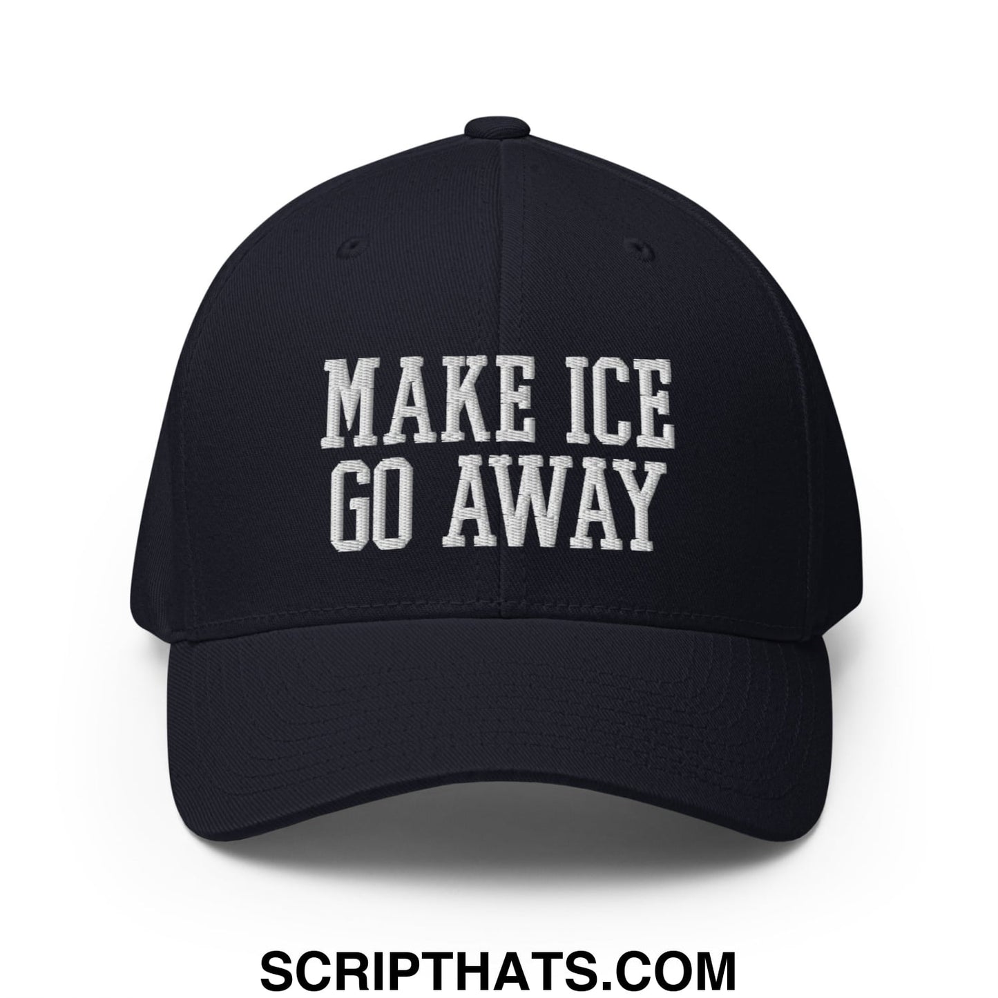 Make ICE Go Away Minnesota Flag Embroidered Stretch Fit Baseball Hat Dark Navy