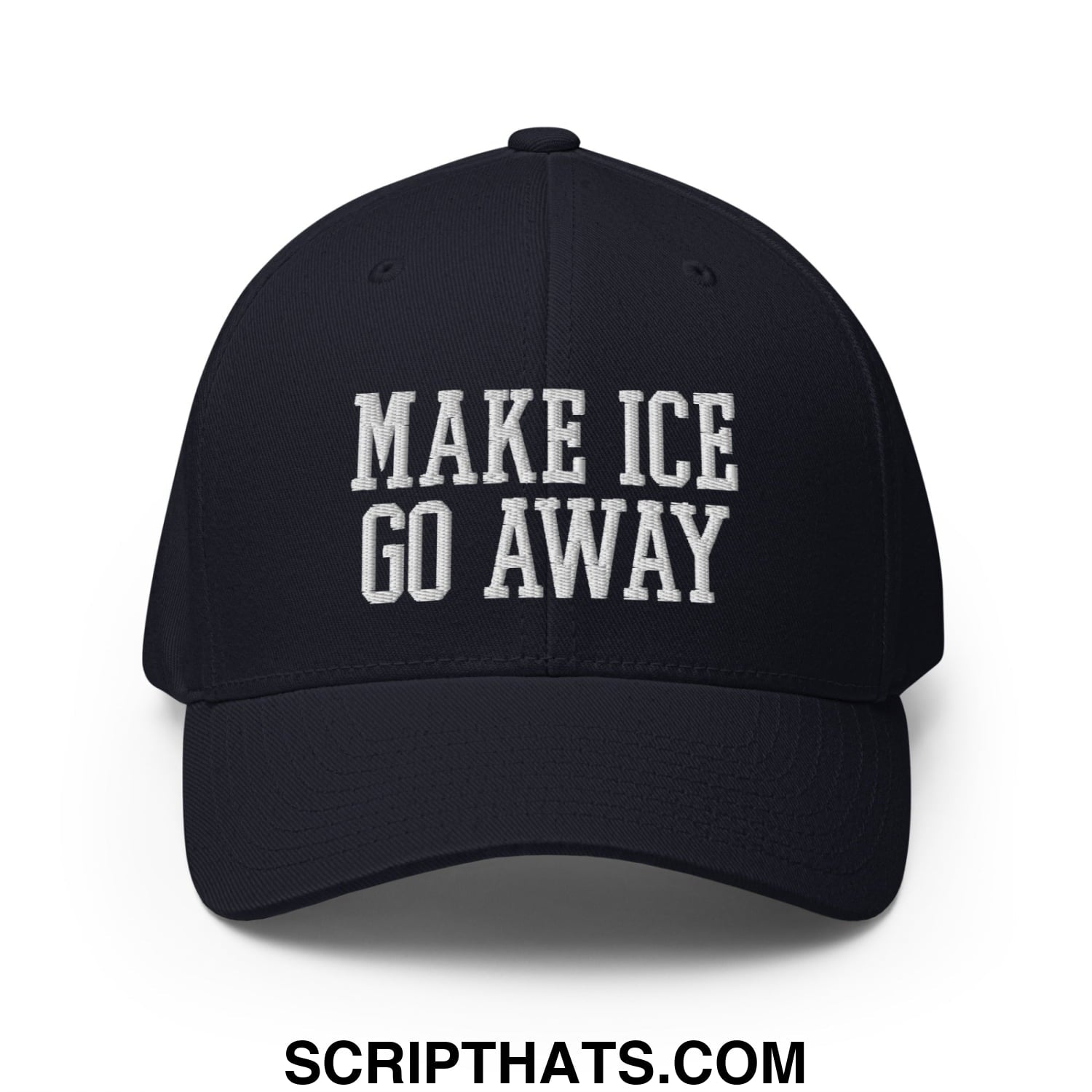 Make ICE Go Away Minnesota Flag Embroidered Stretch Fit Baseball Hat Dark Navy