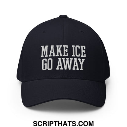 Make ICE Go Away Minnesota Flag Embroidered Stretch Fit Baseball Hat Dark Navy