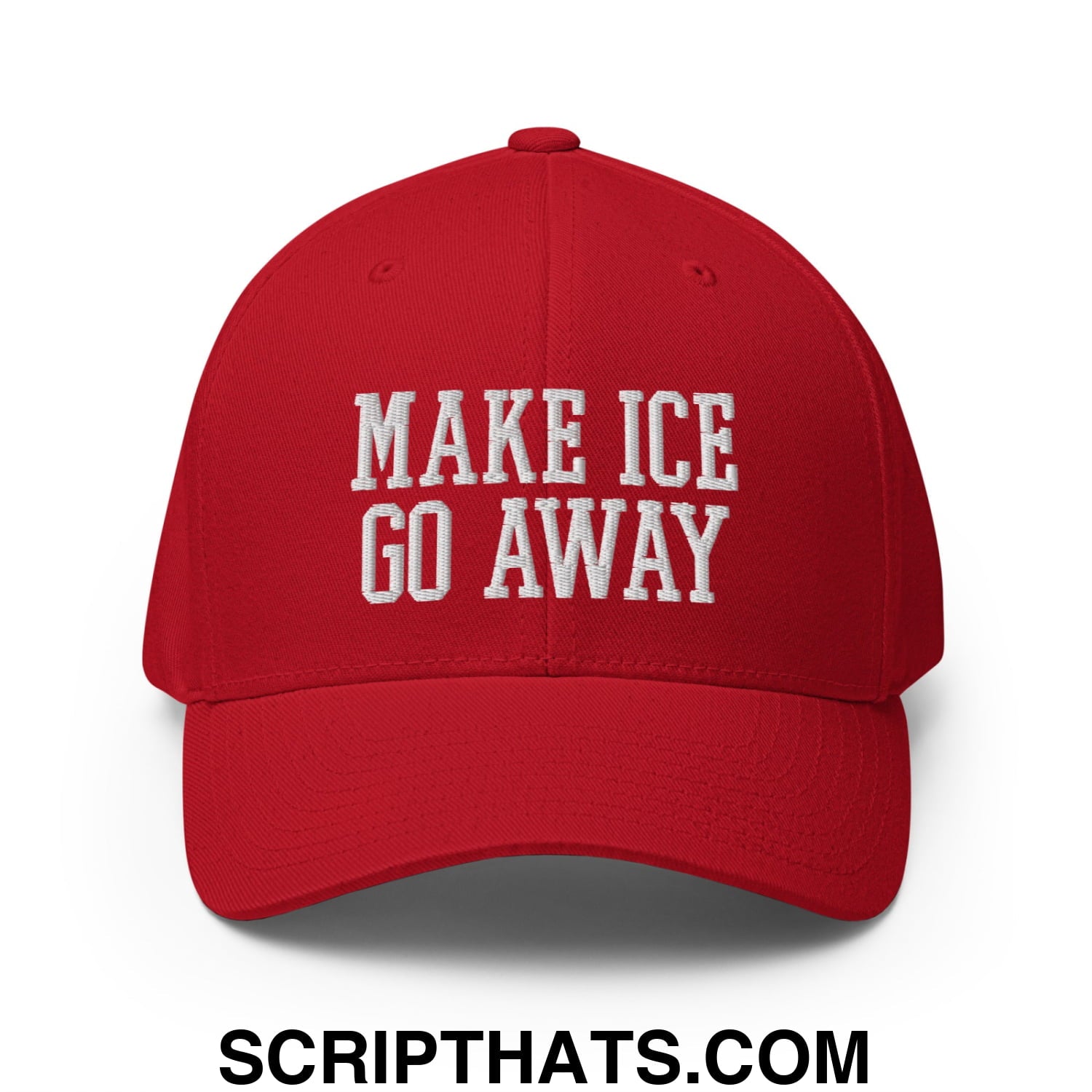 Make ICE Go Away Minnesota Flag Embroidered Stretch Fit Baseball Hat Red