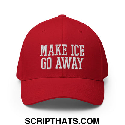 Make ICE Go Away Minnesota Flag Embroidered Stretch Fit Baseball Hat Red
