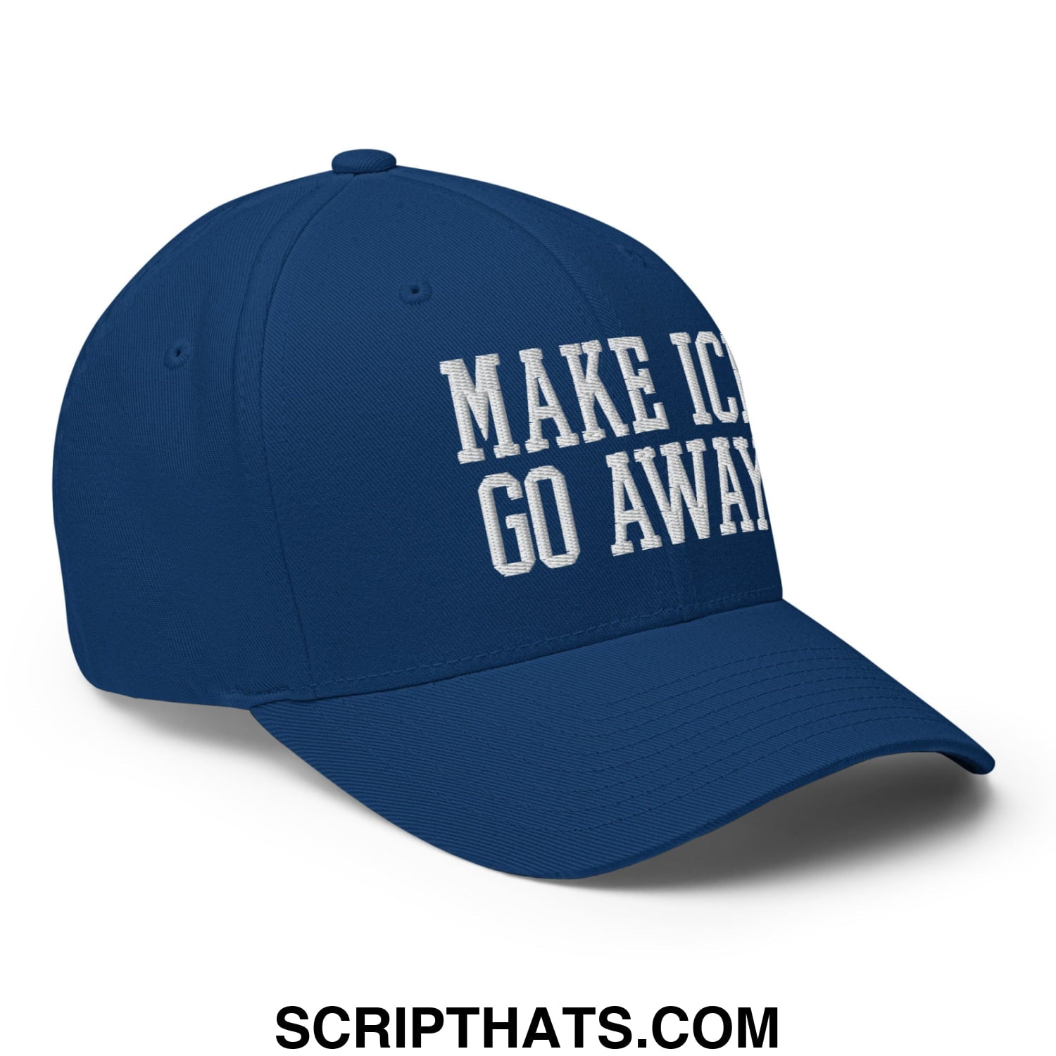 Make ICE Go Away Minnesota Flag Embroidered Stretch Fit Baseball Hat Royal Blue