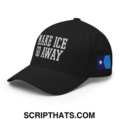 Make ICE Go Away Minnesota Flag Embroidered Stretch Fit Baseball Hat Black