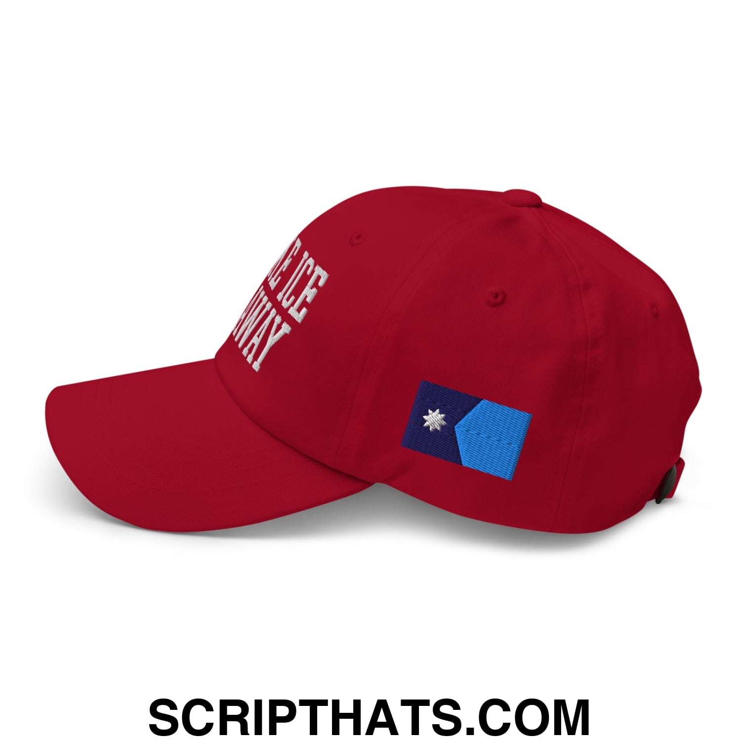 Make ICE Go Away Minnesota Flag Embroidered Unstructured Dad Hat Cranberry