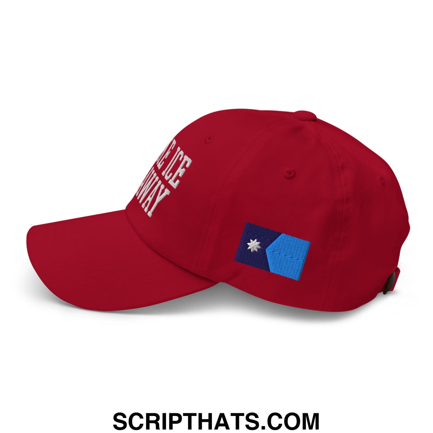 Make ICE Go Away Minnesota Flag Embroidered Unstructured Dad Hat Cranberry