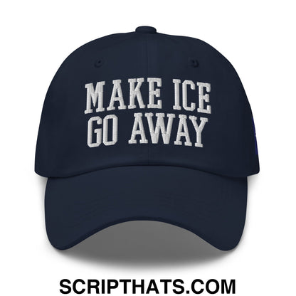 Make ICE Go Away Minnesota Flag Embroidered Unstructured Dad Hat Navy