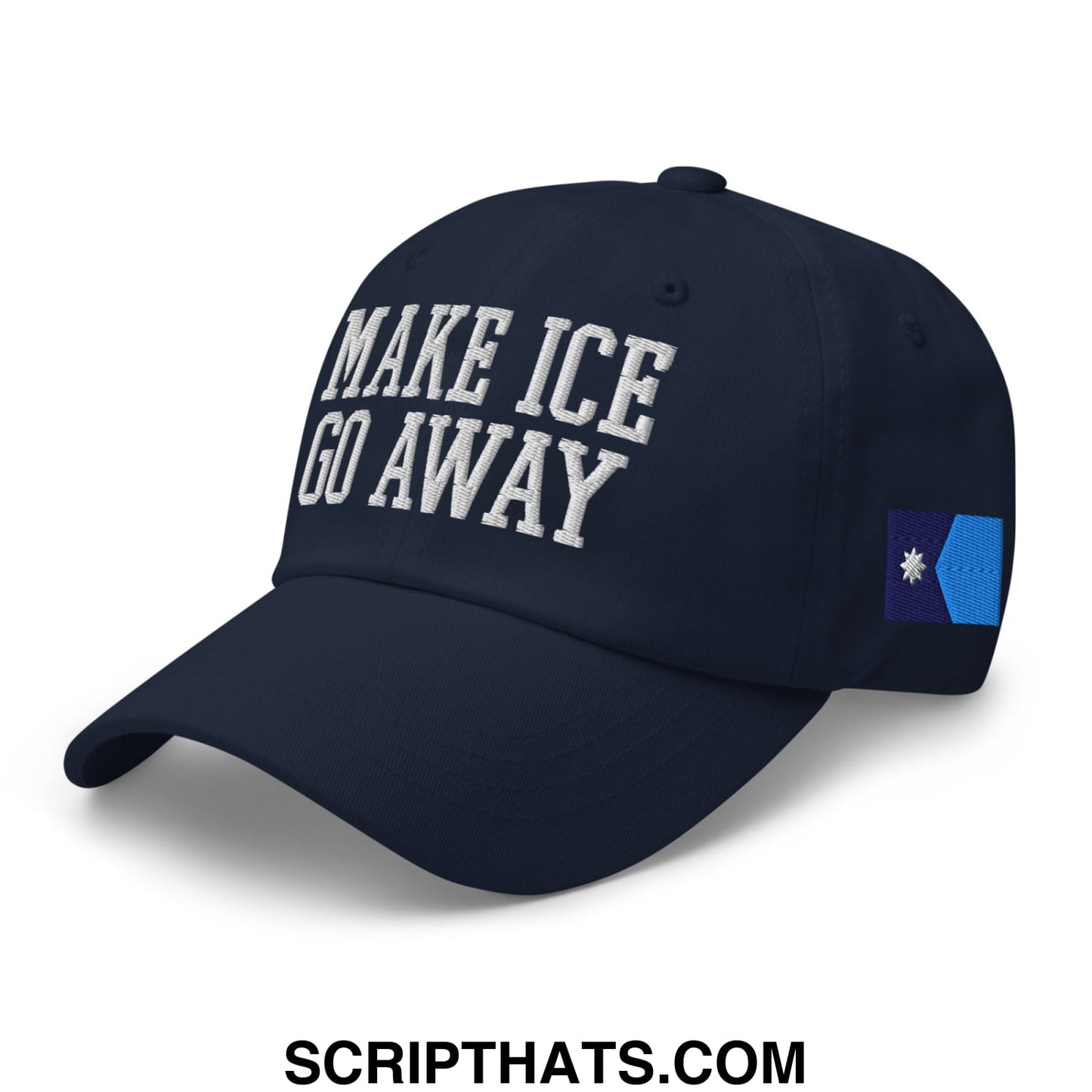 Make ICE Go Away Minnesota Flag Embroidered Unstructured Dad Hat Navy