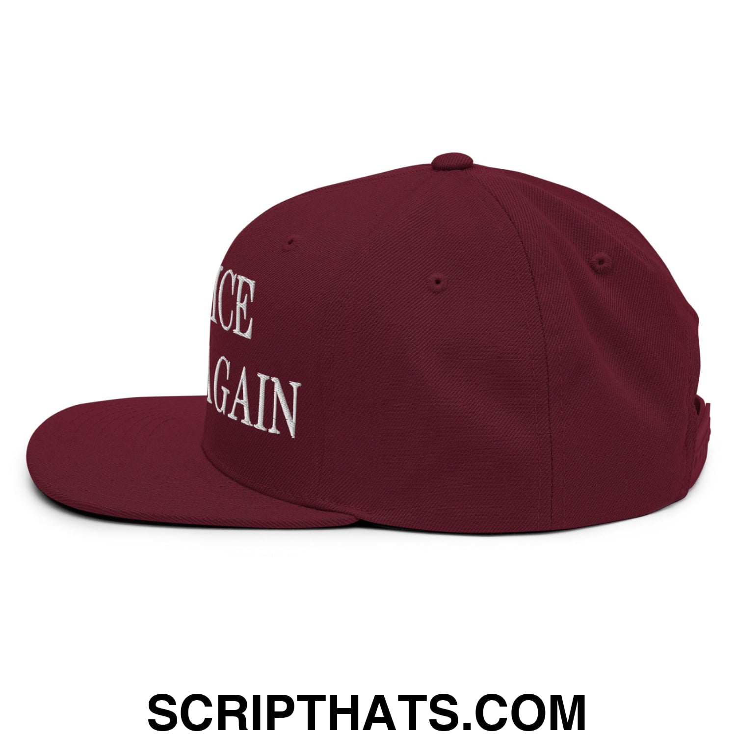 Make ICE Scared Again Embroidered Flat Bill Brim Snapback Hat Maroon