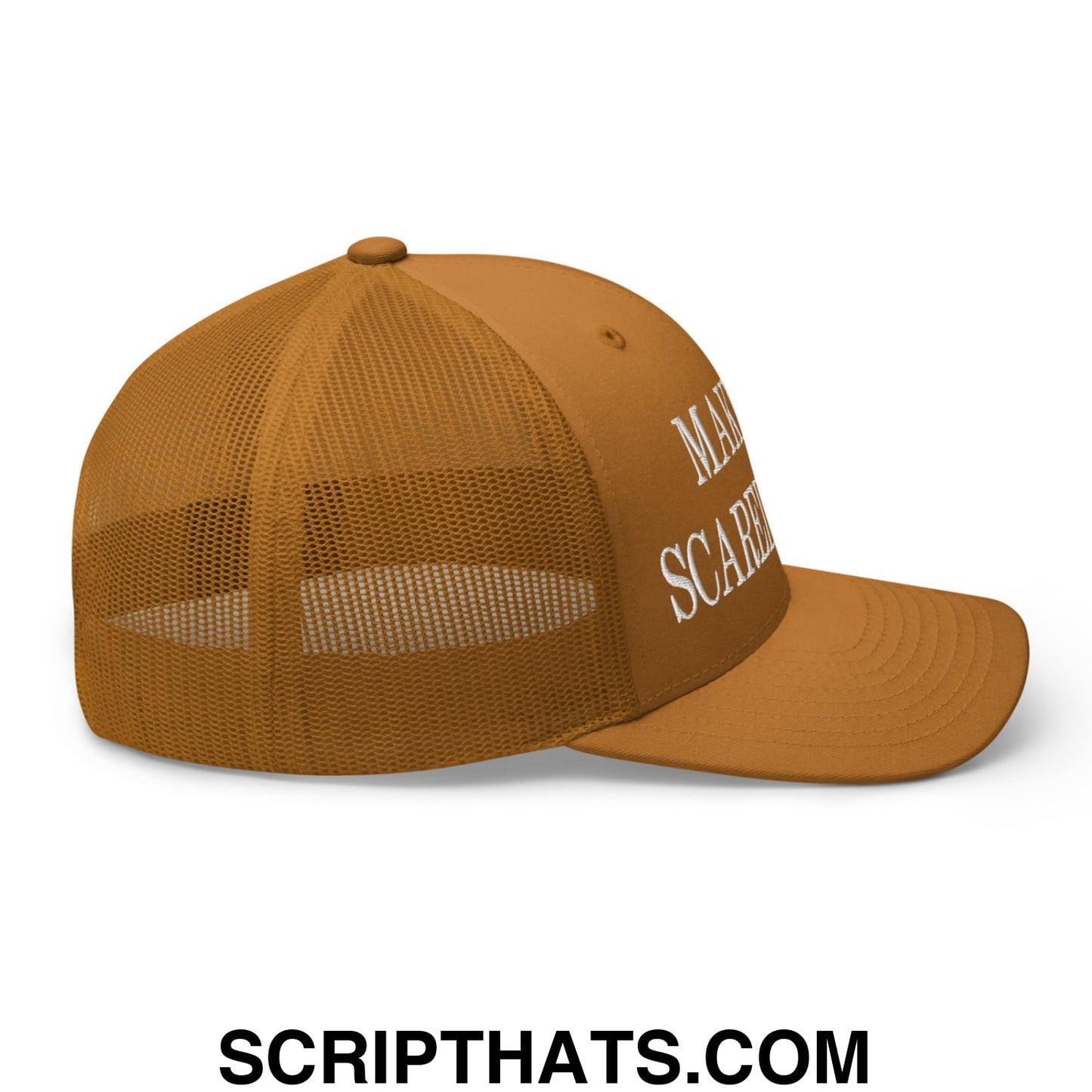 Make ICE Scared Again Embroidered Mesh Trucker Hat Caramel