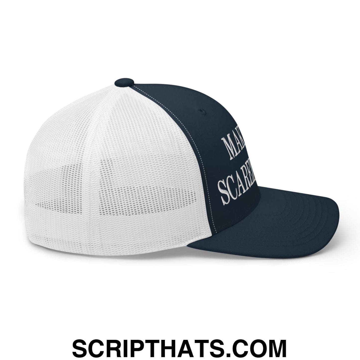 Make ICE Scared Again Embroidered Mesh Trucker Hat Navy White