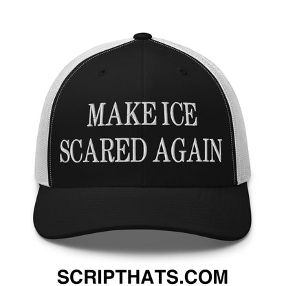 Make ICE Scared Again Embroidered Mesh Trucker Hat Black White