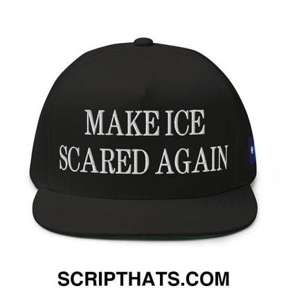 Make ICE Scared Again Minnesota Flag Embroidered Flat Bill Brim 5 Panel Snapback Hat Black