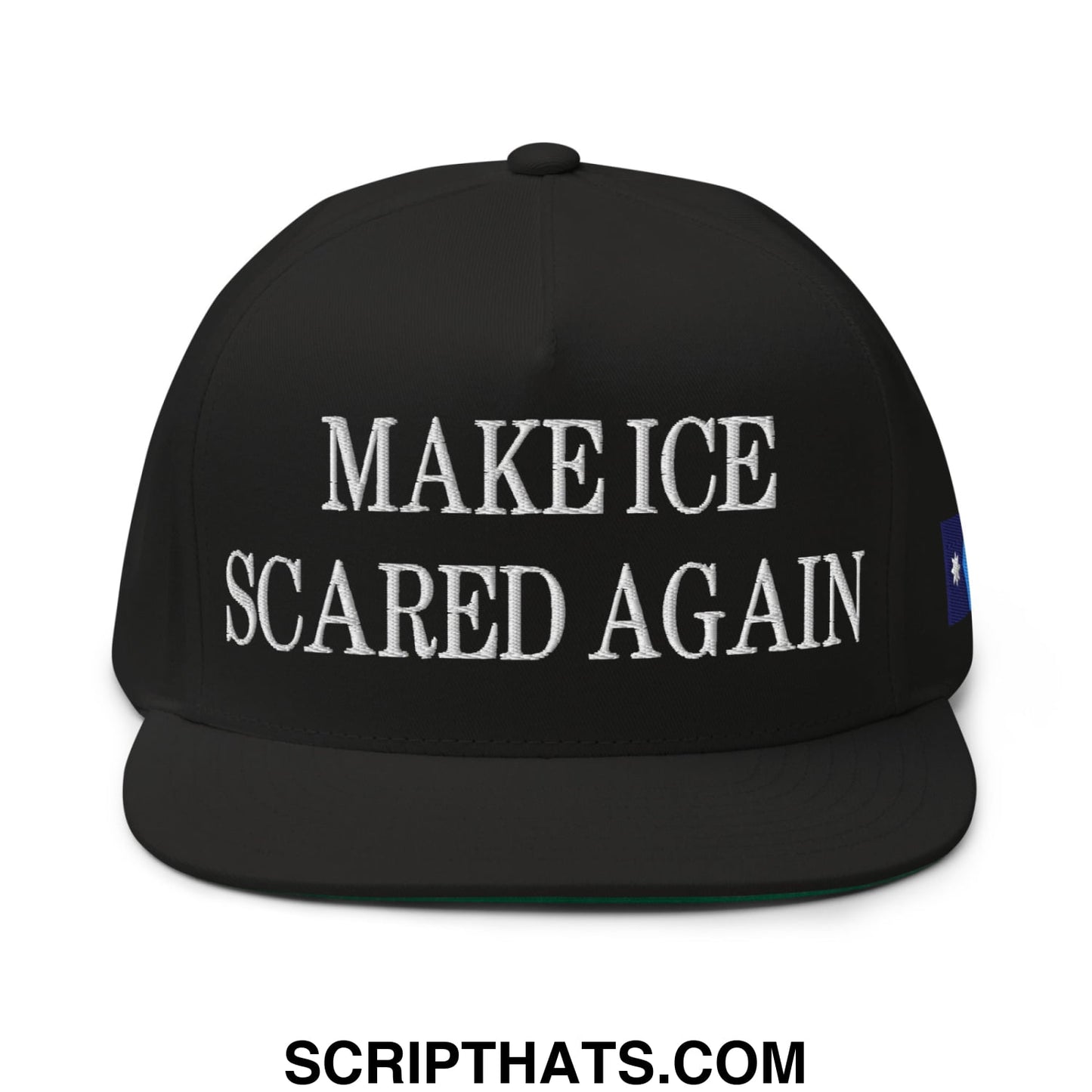 Make ICE Scared Again Minnesota Flag Embroidered Flat Bill Brim 5 Panel Snapback Hat Black