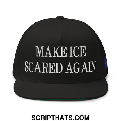Make ICE Scared Again Minnesota Flag Embroidered Flat Bill Brim 5 Panel Snapback Hat Black