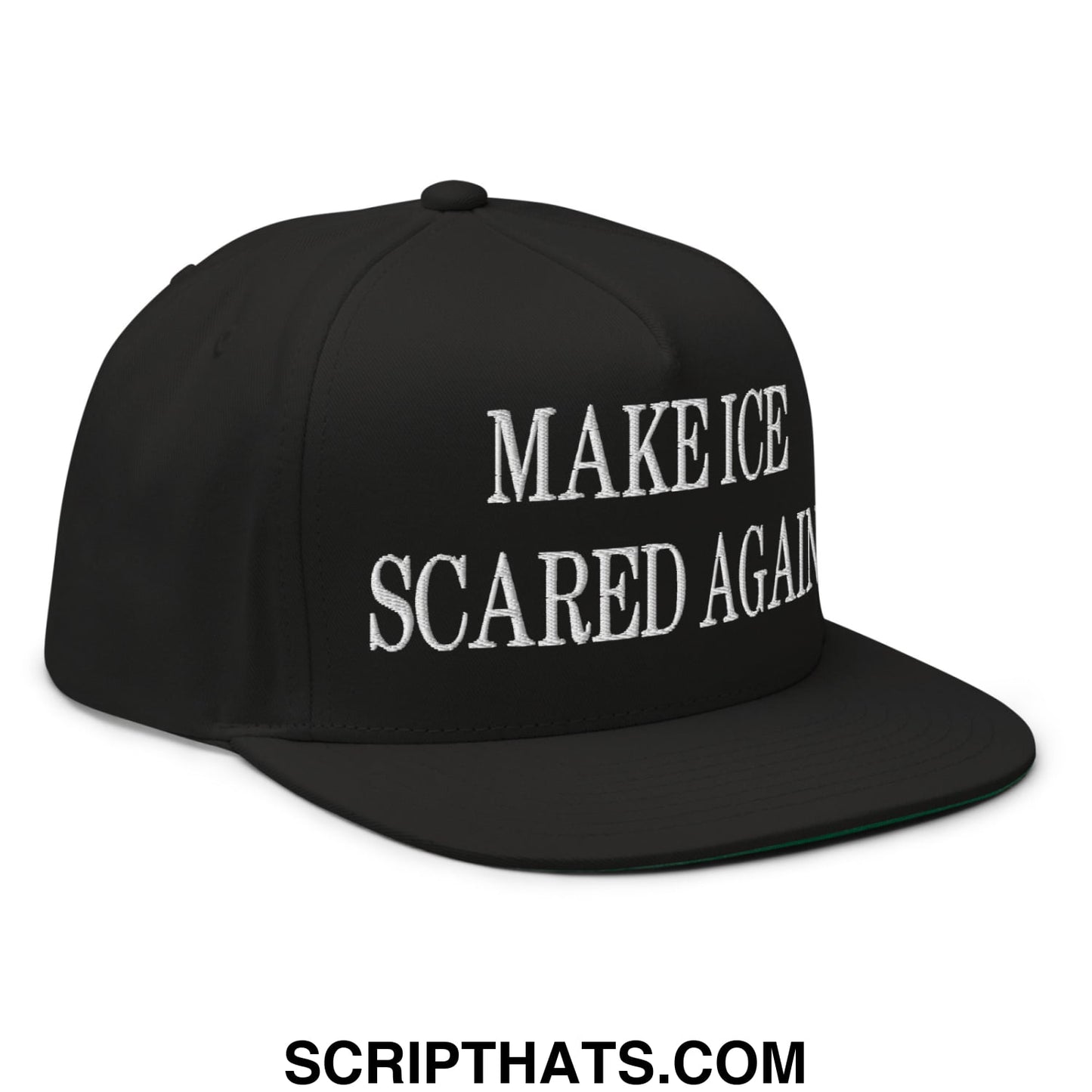 Make ICE Scared Again Minnesota Flag Embroidered Flat Bill Brim 5 Panel Snapback Hat Black