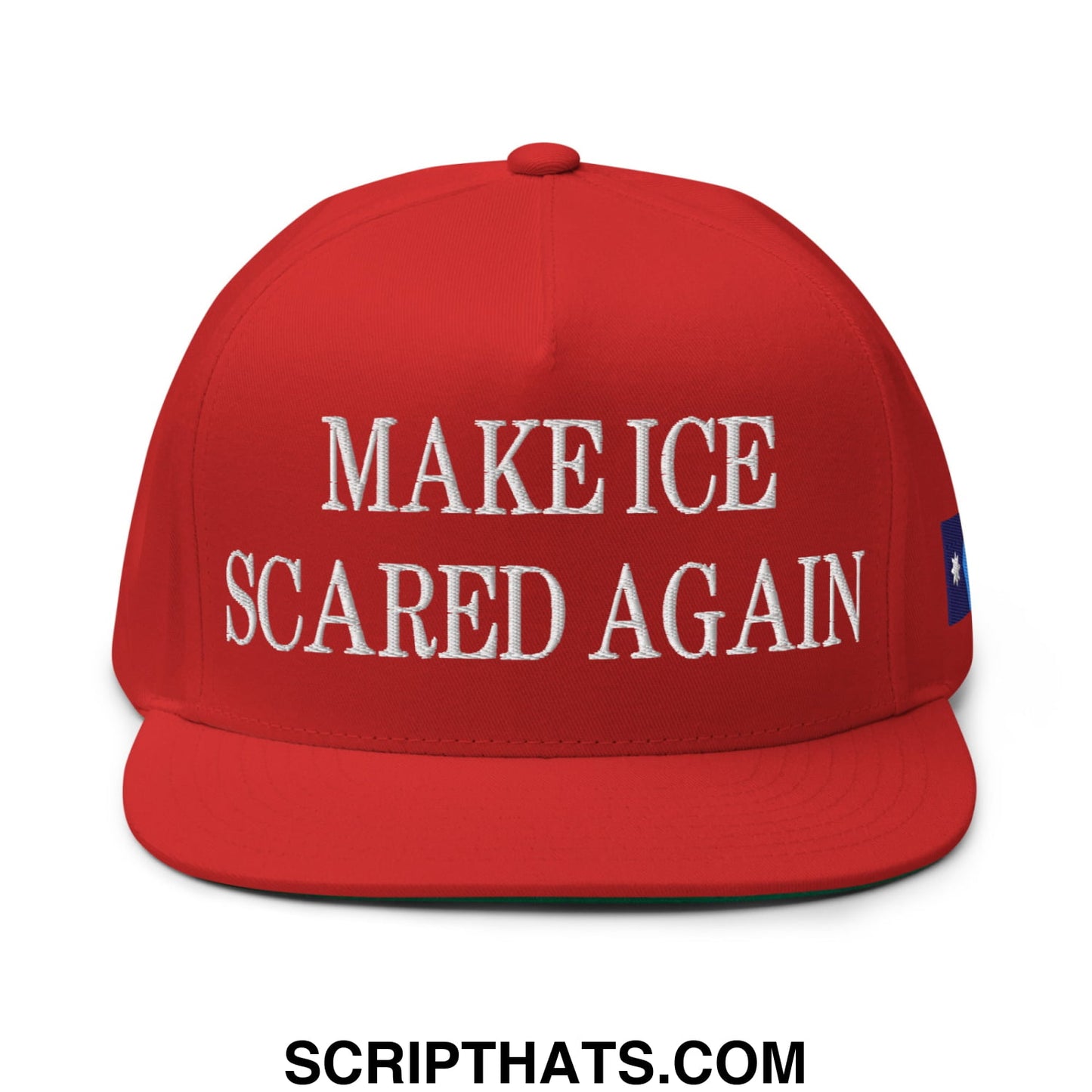 Make ICE Scared Again Minnesota Flag Embroidered Flat Bill Brim 5 Panel Snapback Hat Red