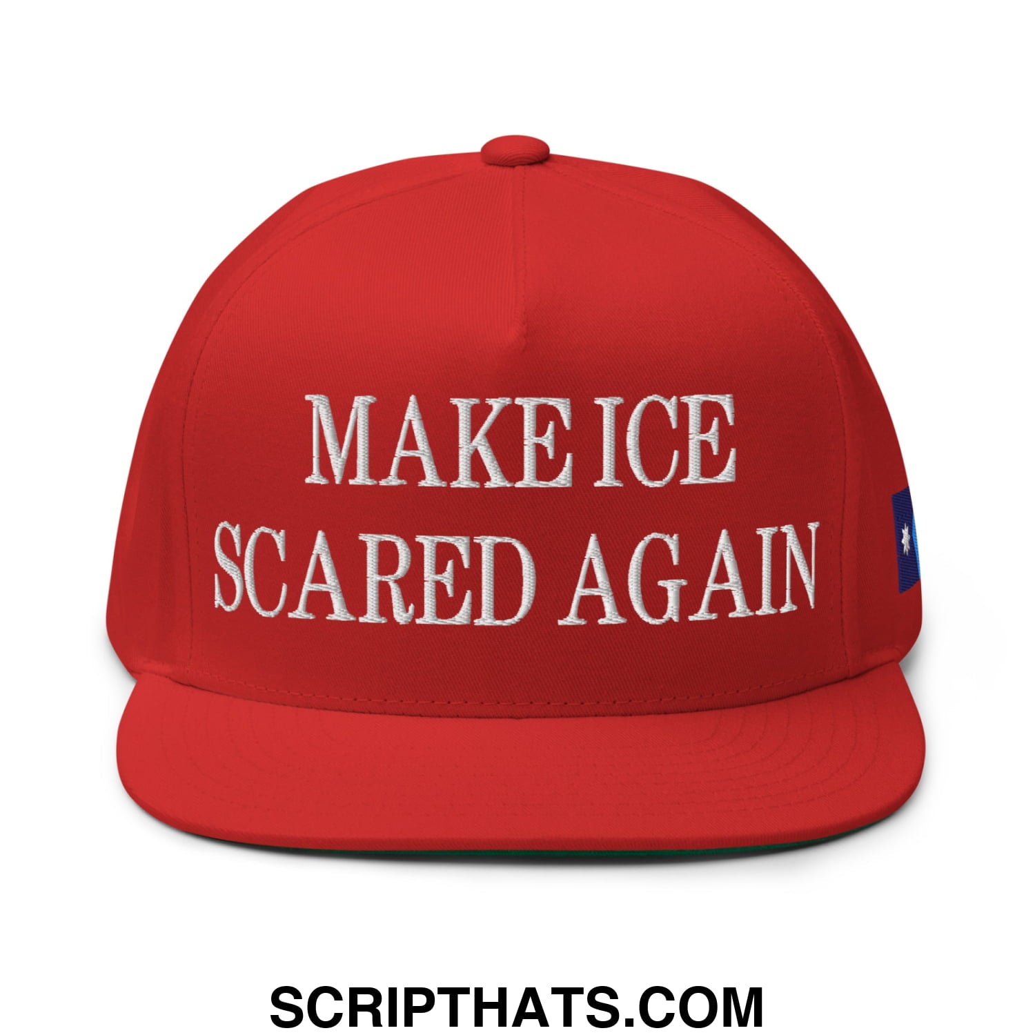 Make ICE Scared Again Minnesota Flag Embroidered Flat Bill Brim 5 Panel Snapback Hat Red