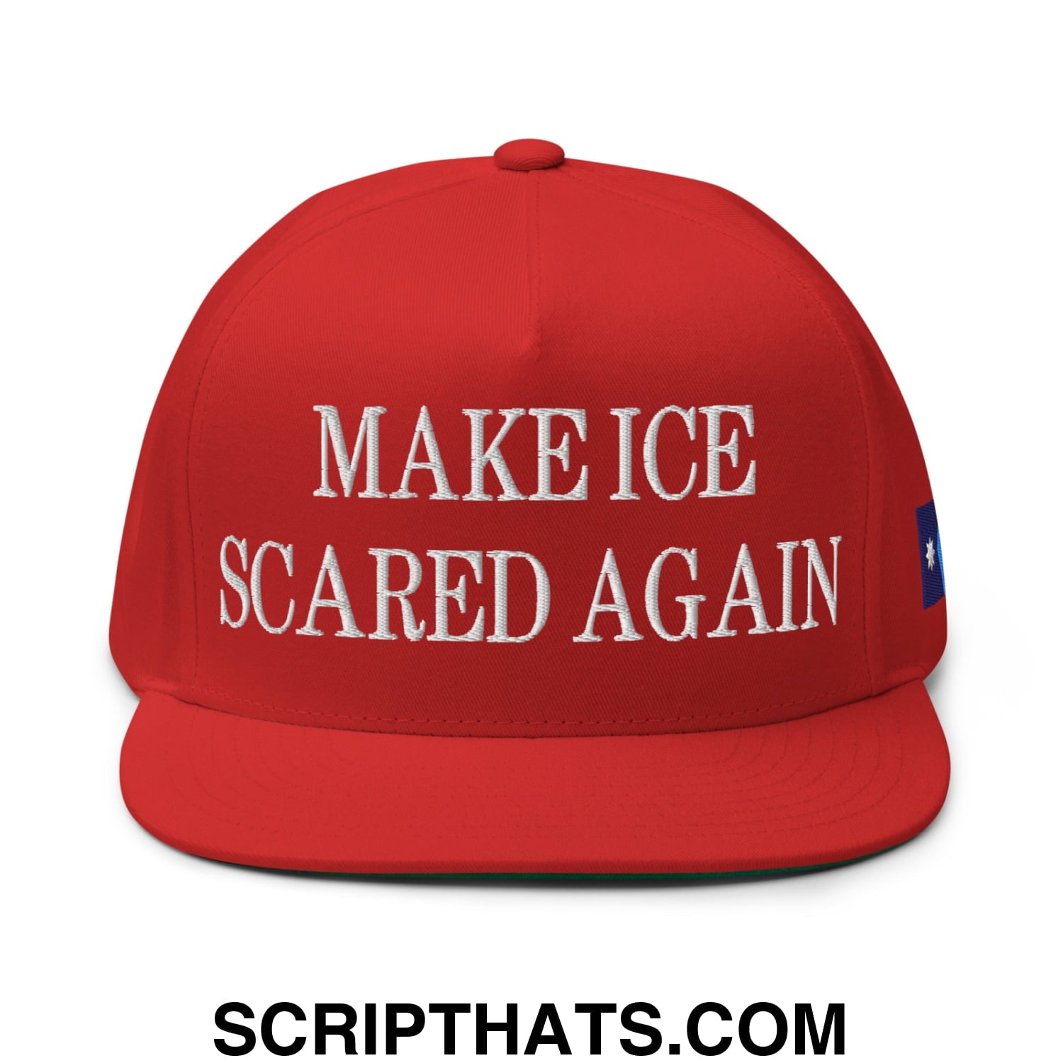 Make ICE Scared Again Minnesota Flag Embroidered Flat Bill Brim 5 Panel Snapback Hat Red