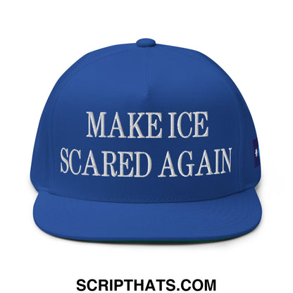 Make ICE Scared Again Minnesota Flag Embroidered Flat Bill Brim 5 Panel Snapback Hat Royal Blue
