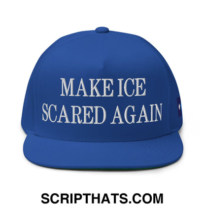 Make ICE Scared Again Minnesota Flag Embroidered Flat Bill Brim 5 Panel Snapback Hat Royal Blue
