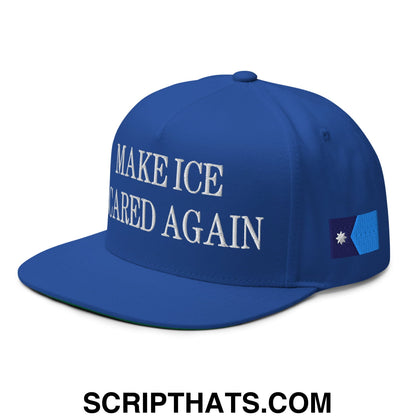 Make ICE Scared Again Minnesota Flag Embroidered Flat Bill Brim 5 Panel Snapback Hat Royal Blue