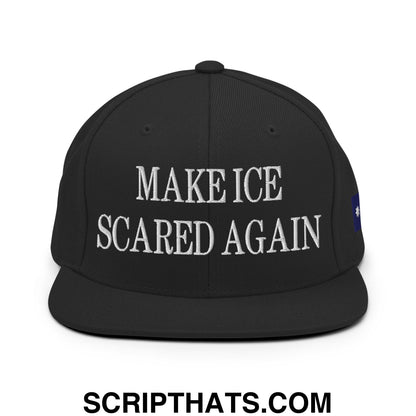 Make ICE Scared Again Minnesota Flag Embroidered Flat Bill Brim Snapback Hat Black