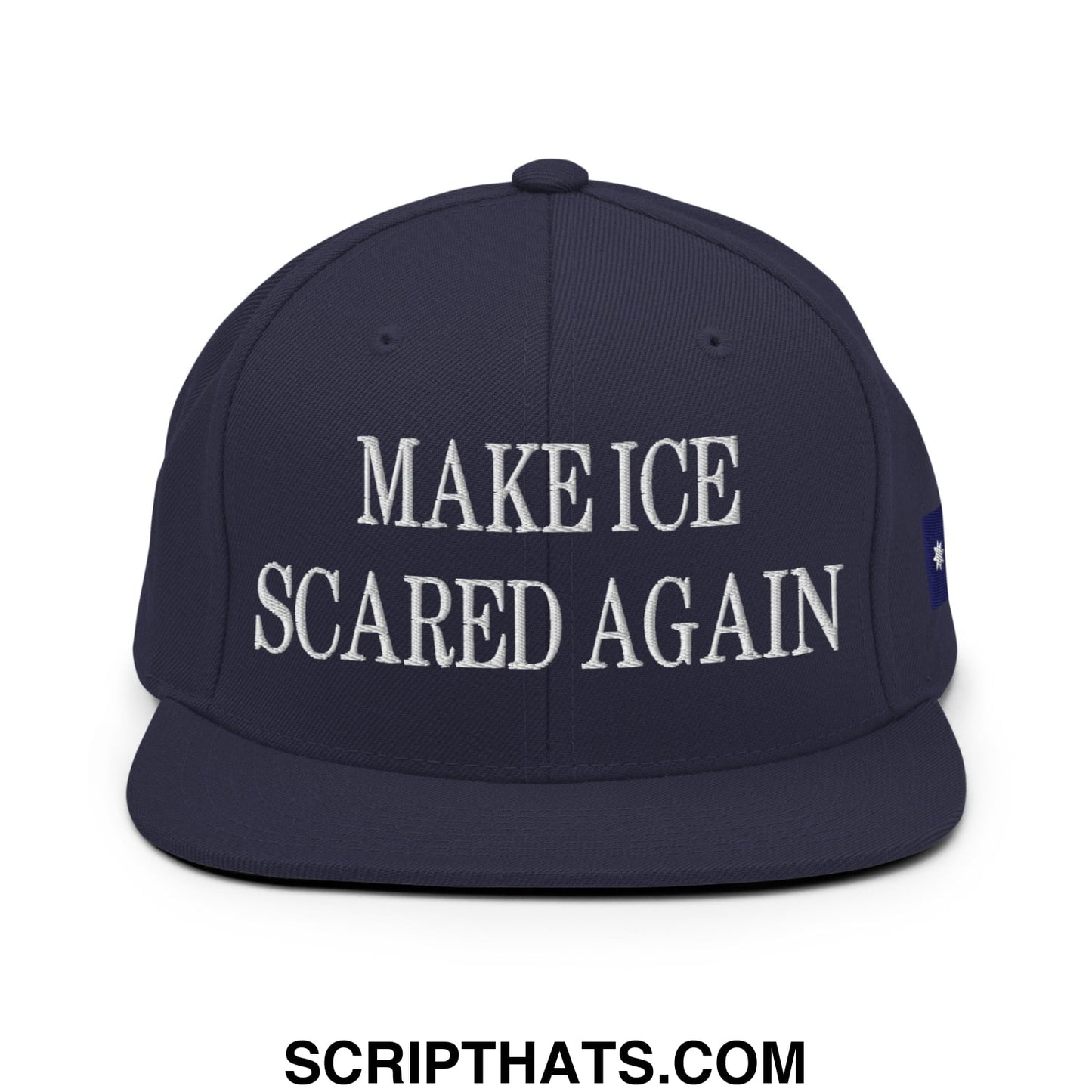 Make ICE Scared Again Minnesota Flag Embroidered Flat Bill Brim Snapback Hat Navy