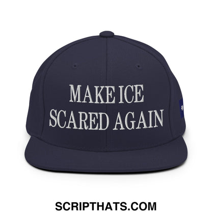 Make ICE Scared Again Minnesota Flag Embroidered Flat Bill Brim Snapback Hat Navy