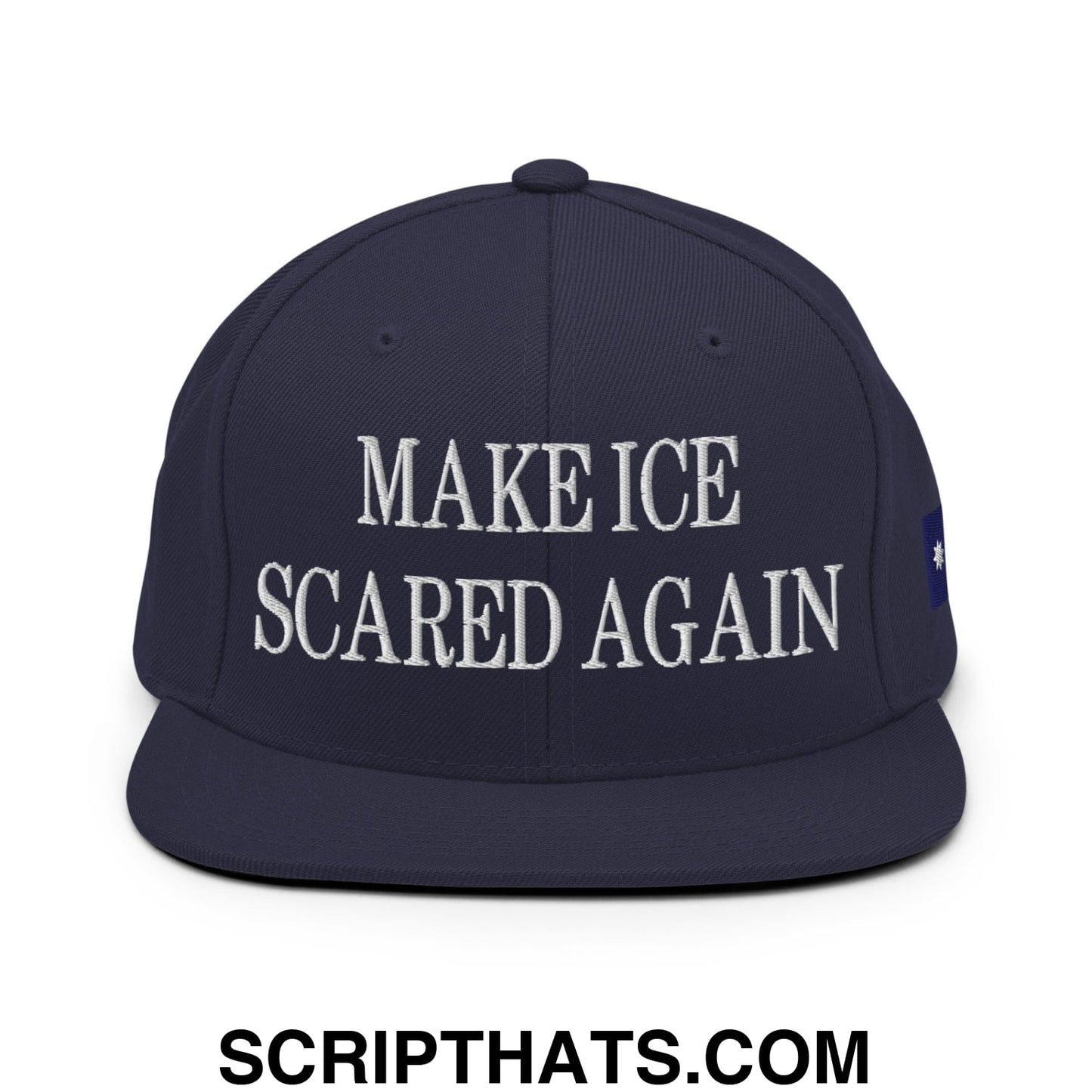 Make ICE Scared Again Minnesota Flag Embroidered Flat Bill Brim Snapback Hat Navy
