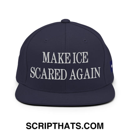 Make ICE Scared Again Minnesota Flag Embroidered Flat Bill Brim Snapback Hat Navy