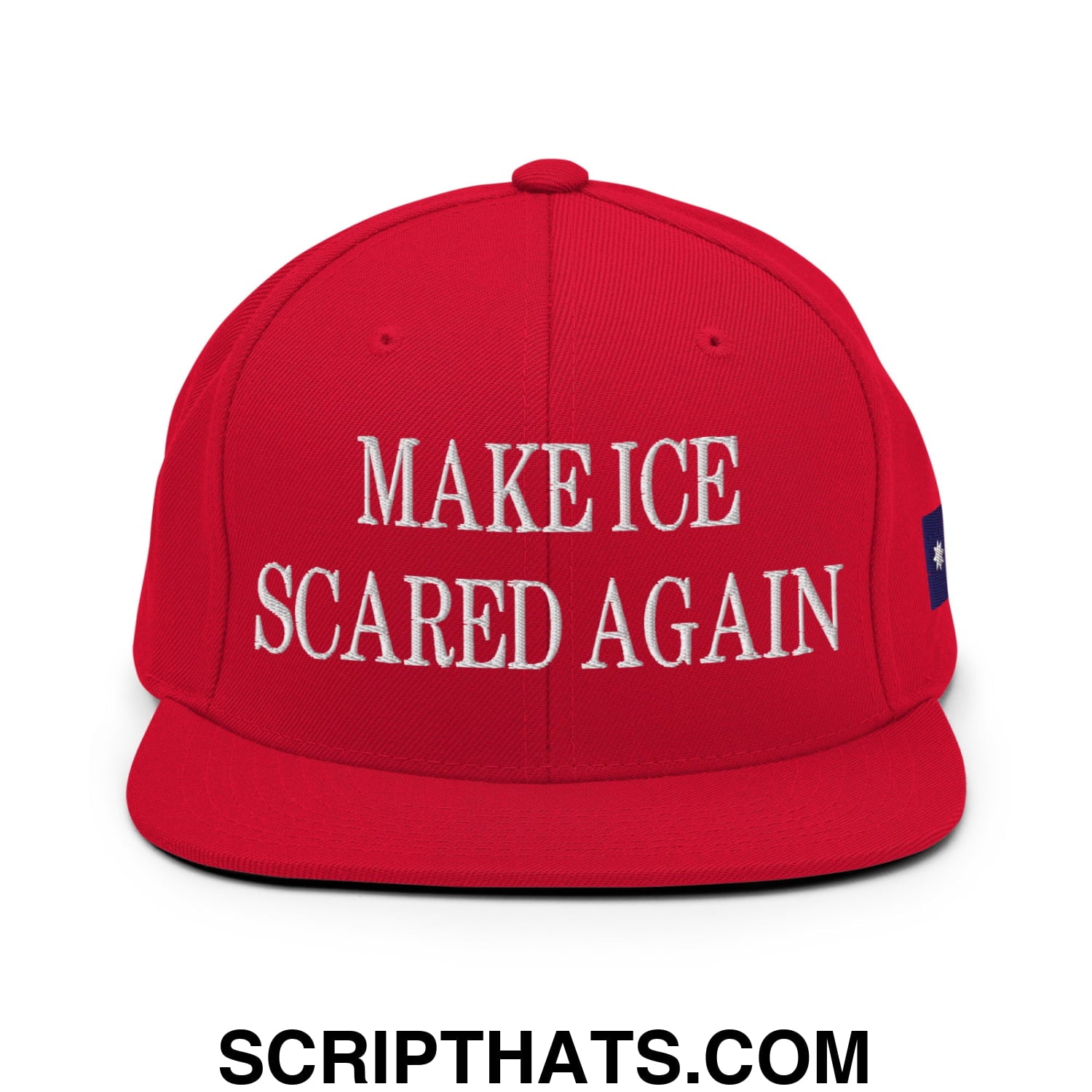 Make ICE Scared Again Minnesota Flag Embroidered Flat Bill Brim Snapback Hat Red