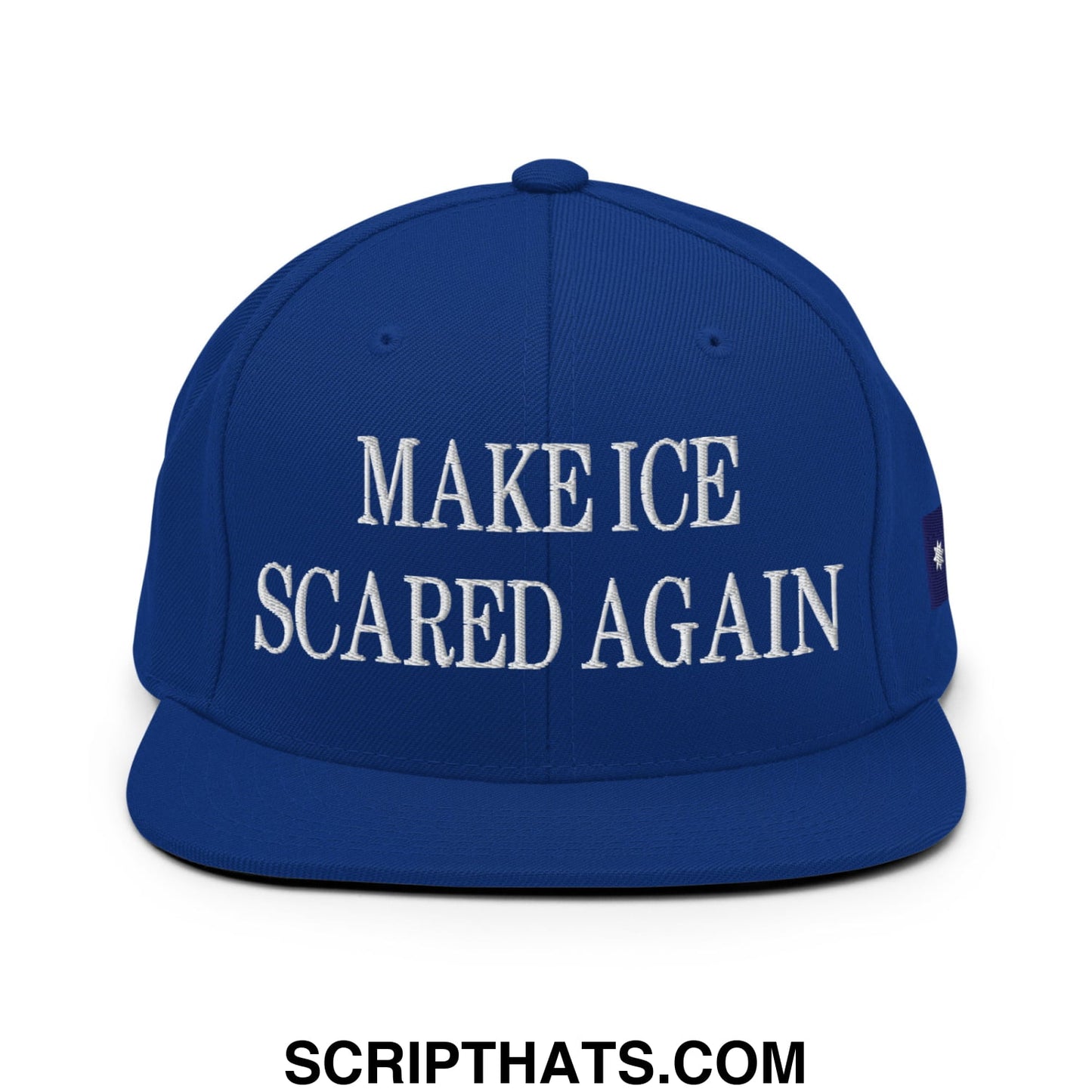 Make ICE Scared Again Minnesota Flag Embroidered Flat Bill Brim Snapback Hat Royal Blue