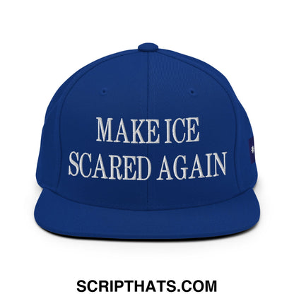 Make ICE Scared Again Minnesota Flag Embroidered Flat Bill Brim Snapback Hat Royal Blue