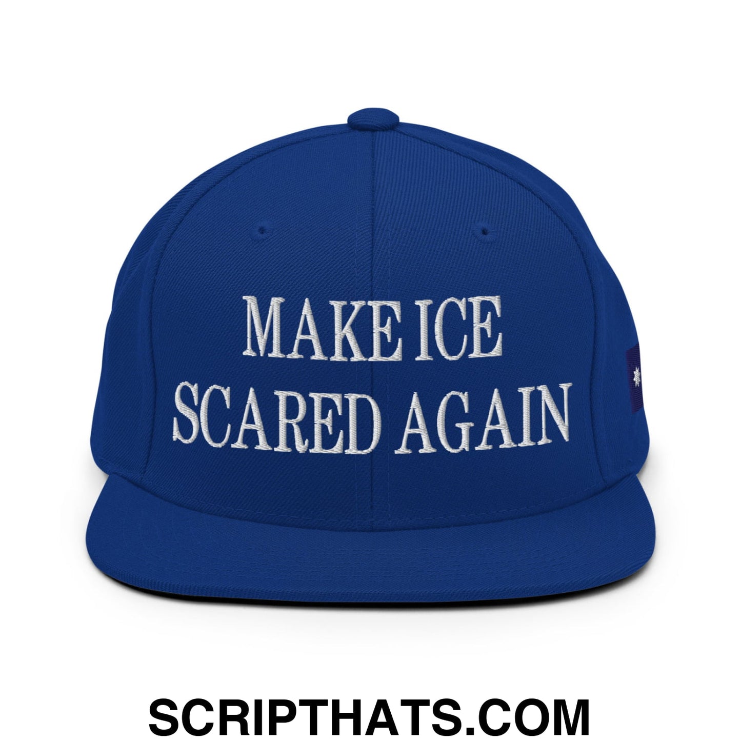 Make ICE Scared Again Minnesota Flag Embroidered Flat Bill Brim Snapback Hat Royal Blue
