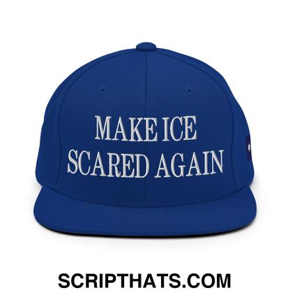 Make ICE Scared Again Minnesota Flag Embroidered Flat Bill Brim Snapback Hat Royal Blue