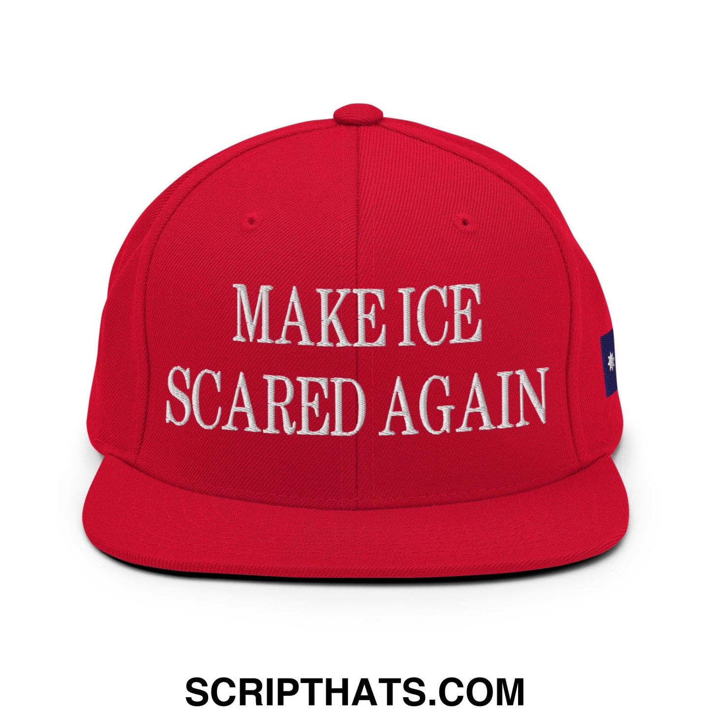 Make ICE Scared Again Minnesota Flag Embroidered Flat Bill Brim Snapback Hat Red